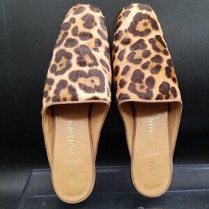 Stuart Weitzman Pipemulearky Calf-Hair Flat Mule Leopard Print Size 7N–Pre-Owned